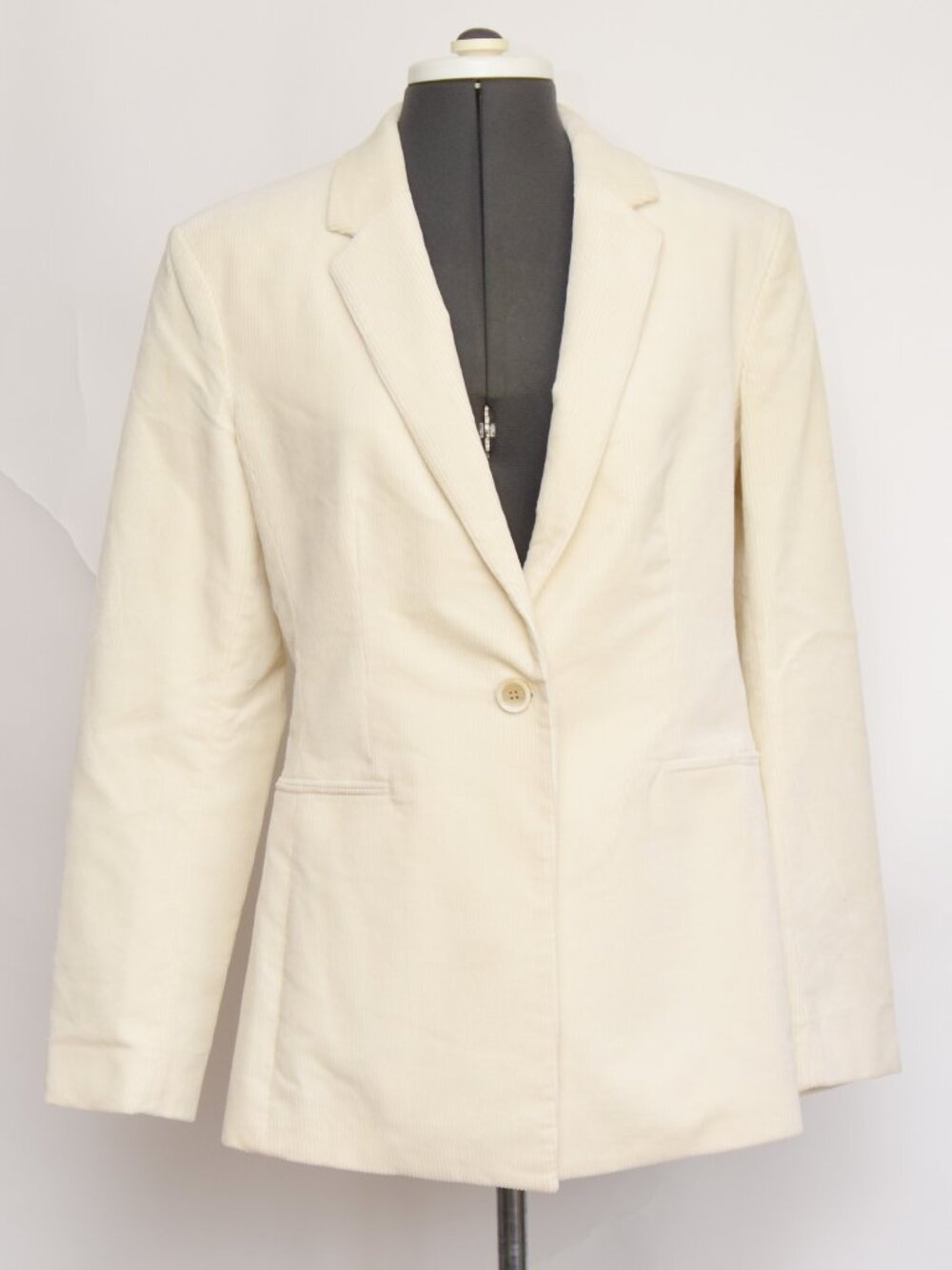 Theory Power Jkt 2 Modern Corduroy Blazer Cream Off-White Size 10 Single Button